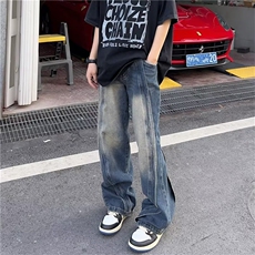 美式复古渐变牛仔裤男潮牌高街直筒oversize薄款T1664-P55，男装牛仔裤，星座1109-3