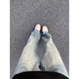 1506-1/K80091/P43美式高街复古水洗微喇牛仔裤 显瘦显高百搭男女图片