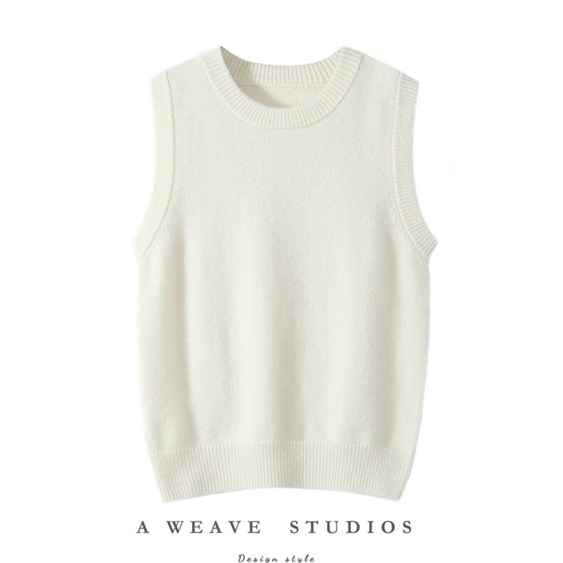 2025秋冬百搭时尚圆领马甲时尚简约，女装羊绒衫，飞艺羊绒