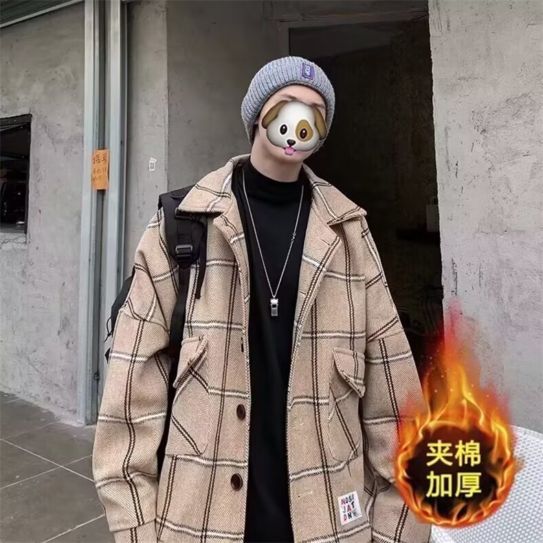 1506-1/G24060/P68百搭宽松格子毛呢夹克上衣1，男装夹克，星座1506A