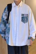 港风花型长袖衬衫大码M-5XL情侣风衬衫男长袖衬衣CS7714P60，男装衬衫，星座227-7