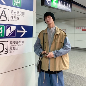 W1932A2021秋冬日系工装拼接外套四色,少女冬日搭配图片大全图片