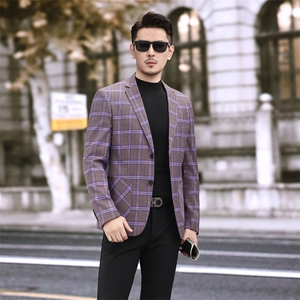 男士格纹西装 春装新款西服外套 7816 P155 258图片