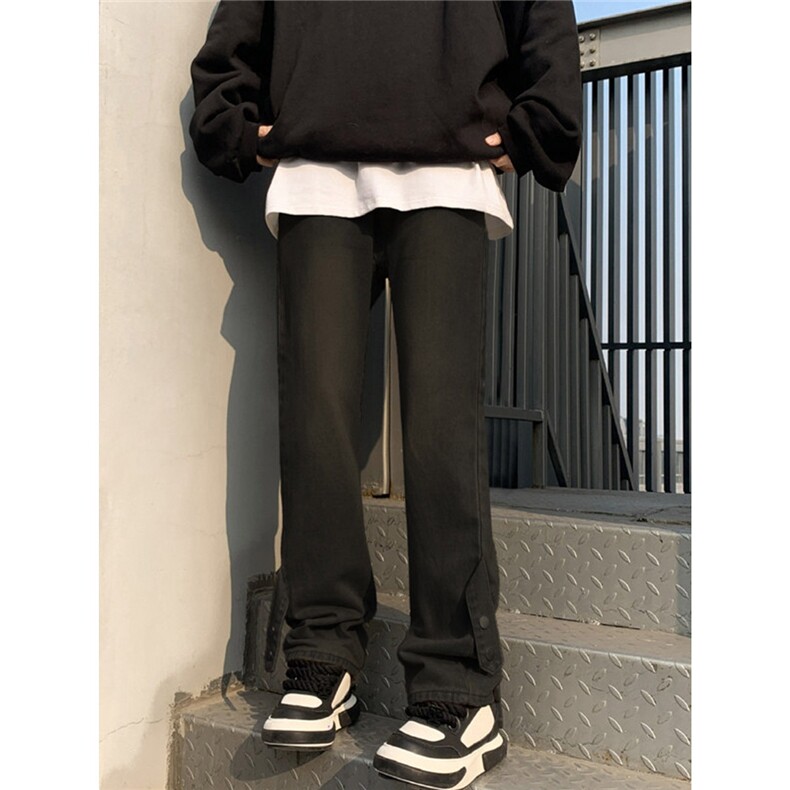 美式染牛仔裤男春秋新款排扣设计vibe风裤子直筒宽松长AM932P42，男装牛仔裤，星座1013-5