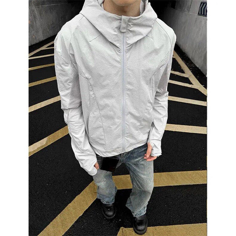 （网图慎用）连帽特批P55立领特批P50百搭激光冲孔防晒衣男J5256，男装防晒衣，电商A001-1