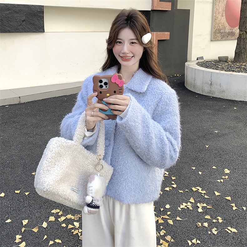 韩版宽松加羽绒小香风粗花呢短款外套2025秋冬新款女时尚上衣潮,女装毛呢外套,2C087