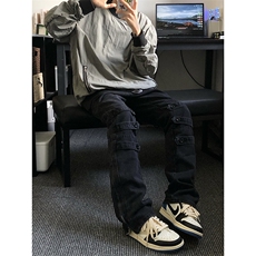 B221美式ins高街暗黑小众个性微喇牛仔裤LK23018-P65控88，男装牛仔裤，电商B221