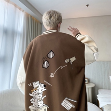 摇粒绒棒球服男大码开衫卫衣男夹克BF86115-P65，男装夹克，电商A040
