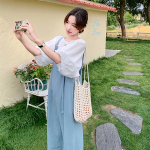 清纯甜美韩系氛围感连衣裙女夏2025新款慵懒松弛感减龄背带裙套装图片
