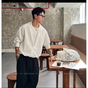 网图【首尔风情】高支混纺假两件衬衫设计感小众套头式YY2503-P48图片