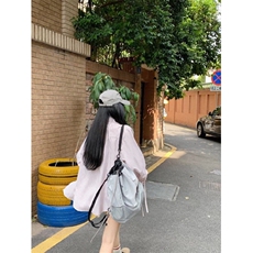 TC600-P45高街hiphop抽绳长袖衬衫女宽松法式设计感百搭上衣潮，女装衬衫，星座617A-2