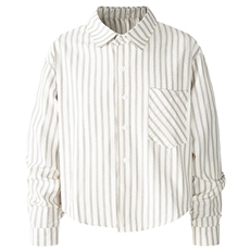 美式潮牌高街复古泡泡纱竖条纹日系肌理长袖衬衫男女休闲宽松衬衣，男装衬衫，电商A443