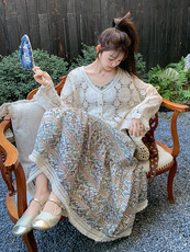 波西米亚度假风连衣裙民族风印花显瘦吊带裙防晒开衫裙，女装连衣裙，浙宝192（原082）