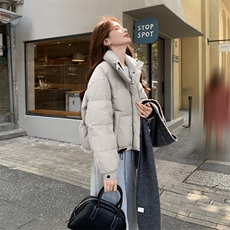 现货新款羽绒服女短款韩版立领简约加厚小个子高级感面包服外套潮，女装羽绒服，网红馆