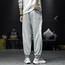 2021秋季新沙发墙日系大码男撞色拼接运动休闲九分卫裤K2075-P45，男装休闲裤，电商A001