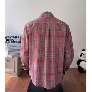 美式复古格子衬衫男设计感衬衣高街休闲百搭情侣外套G1146 特 P40图片