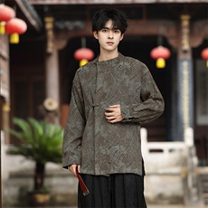 中性新品新中式（八旗都统）风唐装蟒纹提花改良中衣盘扣外套，男装民族服装，星座305A（原312A-1）
