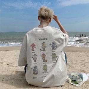 已注册/夏新款外景纯棉公仔印花短袖T恤男宽松打底衫DT00003/P25图片