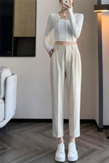 2023秋季新款垂感小西裤显瘦八分九分小个子高腰宽松女裤烟管裤，女装休闲裤，梦白服饰厂