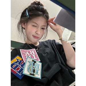 万针全刺绣工艺抖音得物高品质260克重磅纯棉双纱美式高街短袖T恤图片