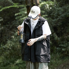 夏季潮牌机能工装背心2024新款潮牌坎肩连帽马甲男现货W8197-P50，男装背心/马甲，星座512-4