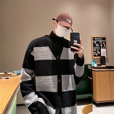秋冬季软糯厚实毛衣男开衫日系条纹毛衫水貂绒针织衫B629P60，男装针织衫/毛衣，星座1116-2