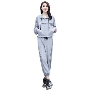 2021春秋装新款运动套装女洋气宽松韩版时尚炸街休闲两件套学院风图片