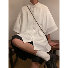 F184-P312024夏季新款日系气质五分袖男慵懒百搭原宿风衬衫现货，男装衬衫，星座512-6