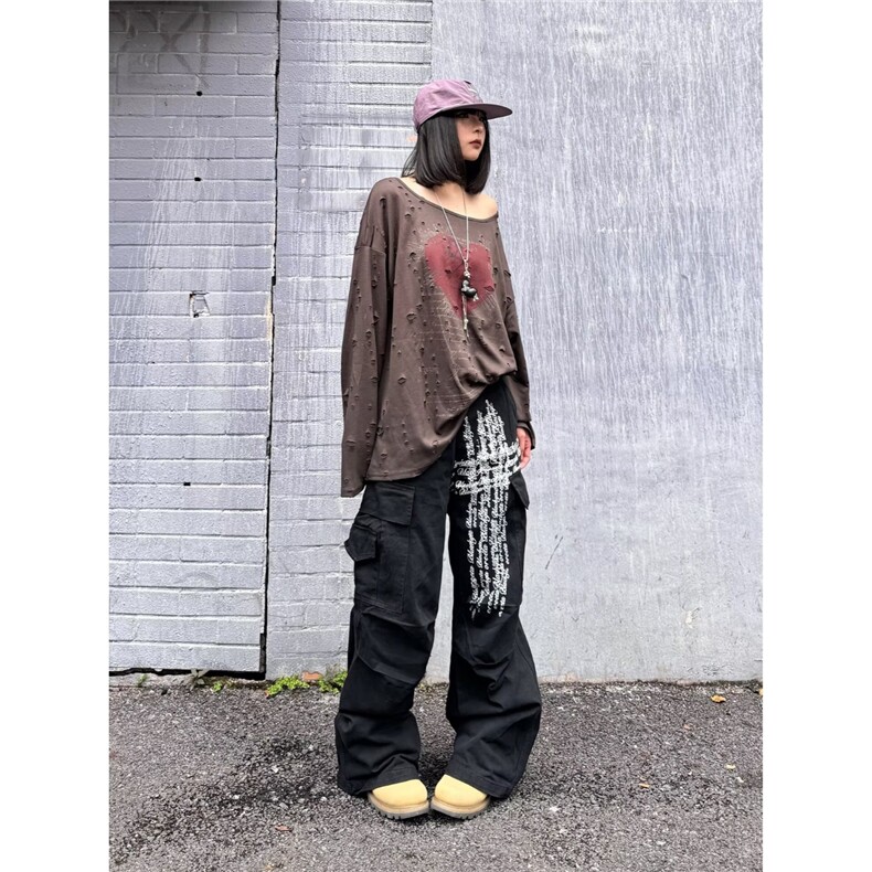 时尚原宿气质慵懒简约流行文艺牛仔长裤新款日系ins潮流百搭,女装休闲裤,星座1210-1