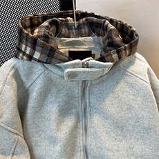 秋冬假两件格子连帽男女拉链上衣加厚夹棉外套JK08562-P93可拆帽，男装夹克，星座308B-1