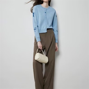 2025羊毛芝麻针开衫舒适百搭简约秋冬新款保暖软糯，女装羊毛衫，莺澜羊绒