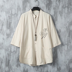男士衬衫五分袖衬衣中袖印花立领唐装风XZ1512-241301-P35，男装衬衫，星座1512