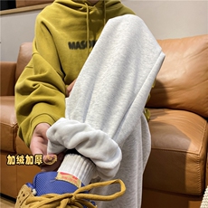 休闲束脚裤男生秋季复古潮流纯色简约阔腿裤cleanfit宽松大码长裤，男装休闲裤，电商B315