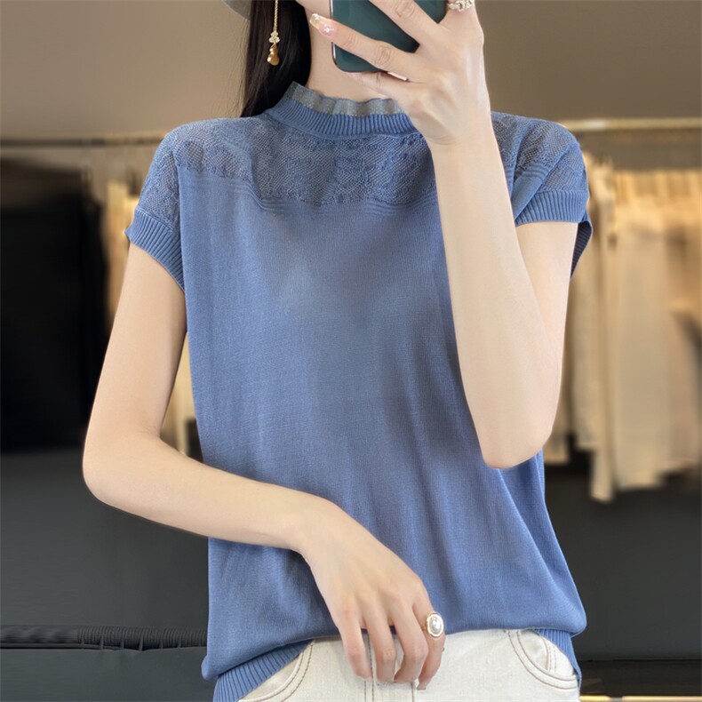 夏季新款天丝欧根纱短袖女,女装T恤,贵皇网供仓