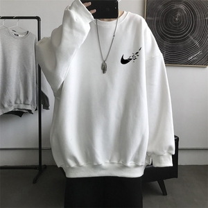 W34男女中性休闲圆领套头印花卫衣外套学生班服青少年男女装大码图片