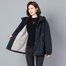 2026年冬季新品热销款加绒加厚保暖洗水做旧派克服加厚长袖2591款，女装派克服，秋牧寒烟