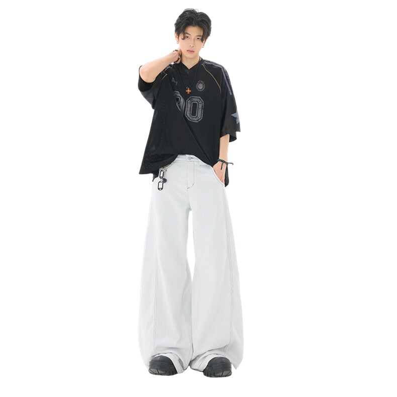 设计感明线水洗春夏美式弯刀牛仔裤男女长裤宽松裤子YD9006A-P70,男装牛仔裤,星座509