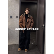 抖音冬季潮流美式复古水洗毛领牛仔棉服外套M222-P165网图，男装棉衣，电商B267