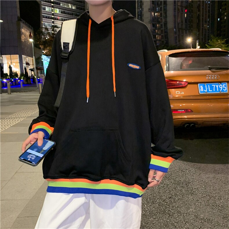 春秋新款韩版潮流开衫港风棒球服宽松百搭连帽卫衣彩条W1449-P38,男装夹克,星座512-4