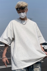 男女同款纯色春夏圆领纯棉T恤短袖宽松百搭休闲潮TX601-特P22，男装T恤，电商A178