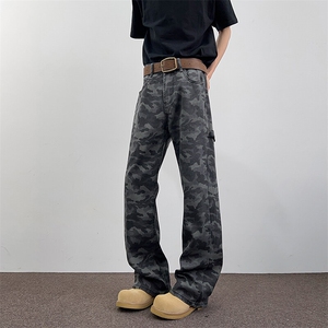 2025新款复古迷彩牛仔裤直筒宽松痞帅伐木裤现货K8525-P39图片