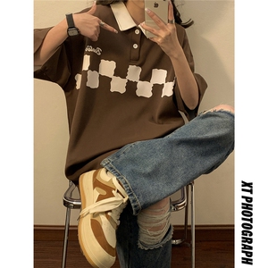 2024夏季新款翻领宽松纯棉polo衫短袖男T恤X416b-1-DT316-P40限58图片