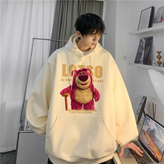 抖音品质春季新款潮流草莓熊宽松多色百搭卫衣JK23332-特批30控49，男装卫衣，星座605(原A050)