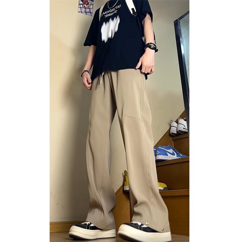 直播得物大码宽松夏季冰丝裤休闲裤西裤K35特批35,男装休闲裤,星座617B
