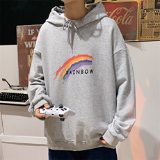 WY2064-P40加绒-P45纯棉连帽卫衣男大码运动帽衫宽松薄外套男，男装卫衣，电商A040