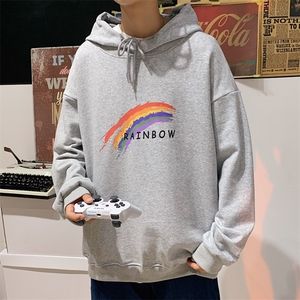 WY2064-P40 加绒-P45 纯棉连帽卫衣男大码运动帽衫宽松薄外套男图片