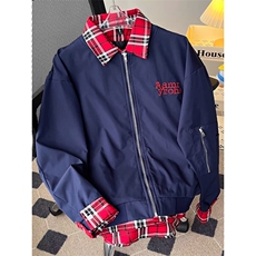 小众格子拼接假两件外套男秋复古工装飞行员夹克棒球服HH8561P70，男装夹克，星座1013-5