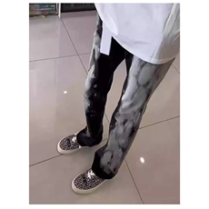 时尚慵懒ins简约新款弹力泼墨微喇牛仔裤原宿潮流情侣款牛仔裤子，男装牛仔裤，星座302B