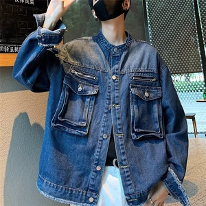 A1010 P70男生秋装新中式潮牛仔外套男复古宽松水洗做图片