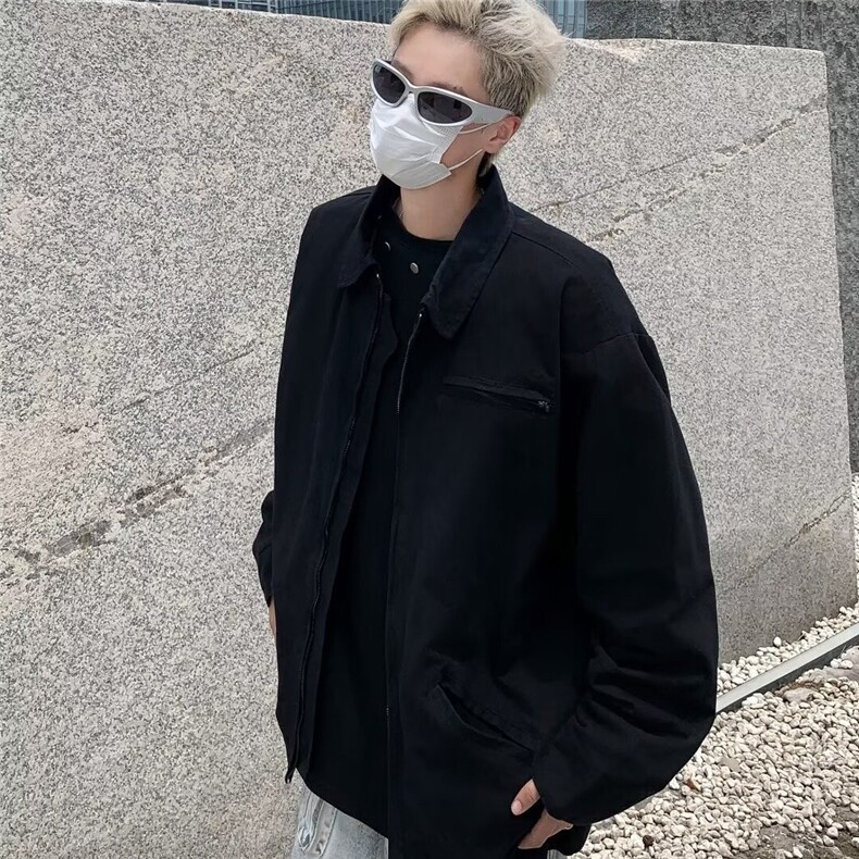 春秋纯棉翻领外套男休闲复古设计感小众机车早秋夹克W9025/P75,男装夹克,星座506